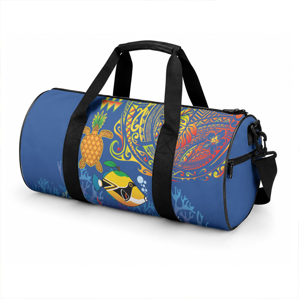 Hawaii Ocean Duffle Bag Pineapple Turtle and Mango Reef Triggerfish and Kakau Tattoo
