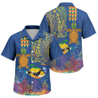 Hawaii Ocean Family Matching Summer Maxi Dress and Hawaiian Shirt Pineapple Turtle and Mango Reef Triggerfish and Kakau Tattoo LT03 Son's Shirt Multicolor - Polynesian Pride