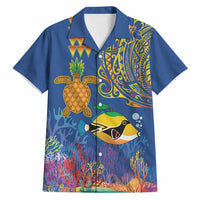Hawaii Ocean Hawaiian Shirt Pineapple Turtle and Mango Reef Triggerfish and Kakau Tattoo LT03 Multicolor - Polynesian Pride