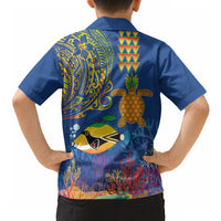 Hawaii Ocean Hawaiian Shirt Pineapple Turtle and Mango Reef Triggerfish and Kakau Tattoo LT03 - Polynesian Pride