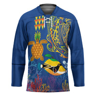 Hawaii Ocean Hockey Jersey Pineapple Turtle and Mango Reef Triggerfish and Kakau Tattoo LT03 Unisex Multicolor - Polynesian Pride