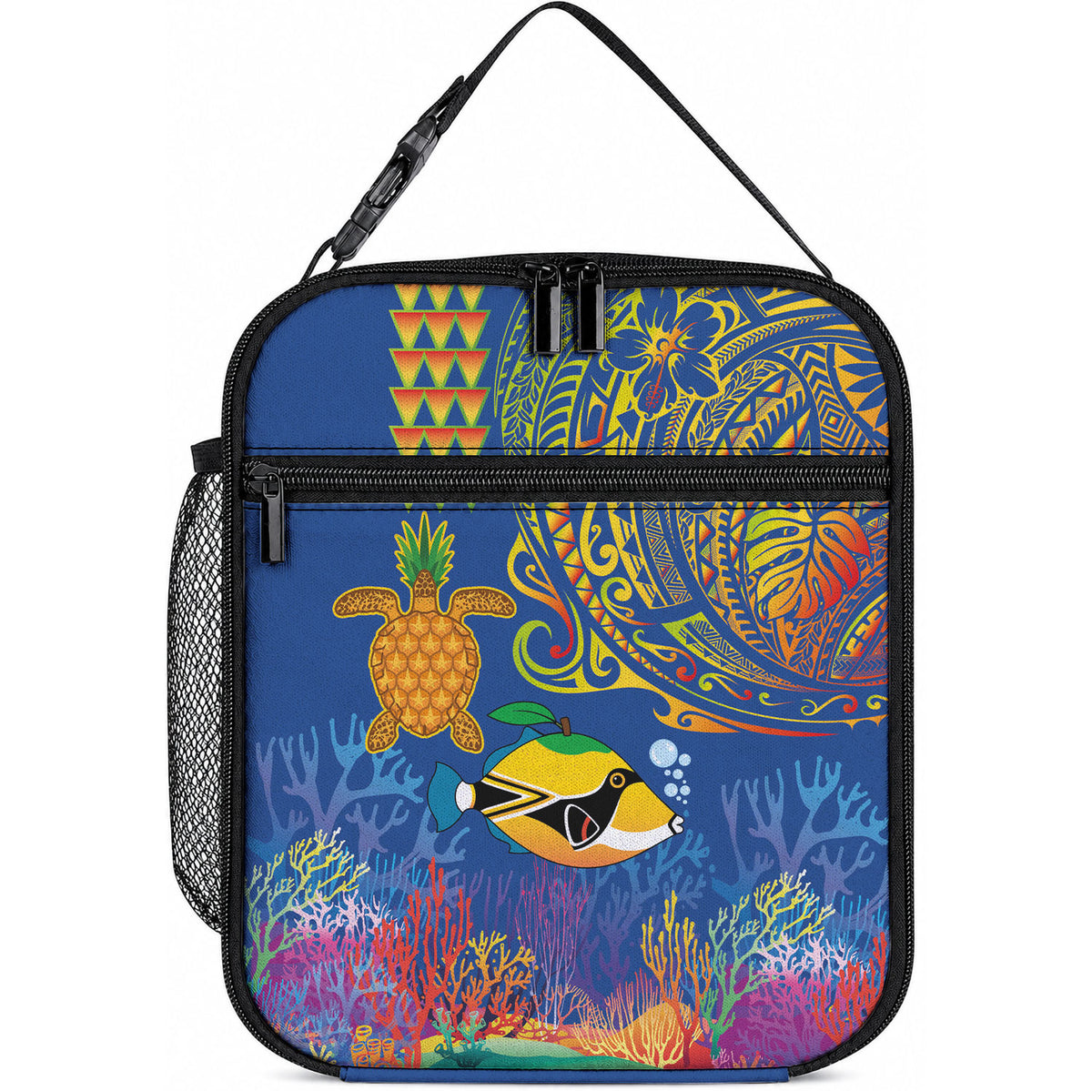 Hawaii Ocean Lunch Bag Pineapple Turtle and Mango Reef Triggerfish and Kakau Tattoo