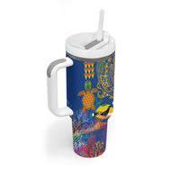 Hawaii Ocean Tumbler With Handle Pineapple Turtle and Mango Reef Triggerfish and Kakau Tattoo LT03 - Polynesian Pride