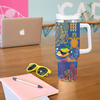 Hawaii Ocean Tumbler With Handle Pineapple Turtle and Mango Reef Triggerfish and Kakau Tattoo LT03 - Polynesian Pride