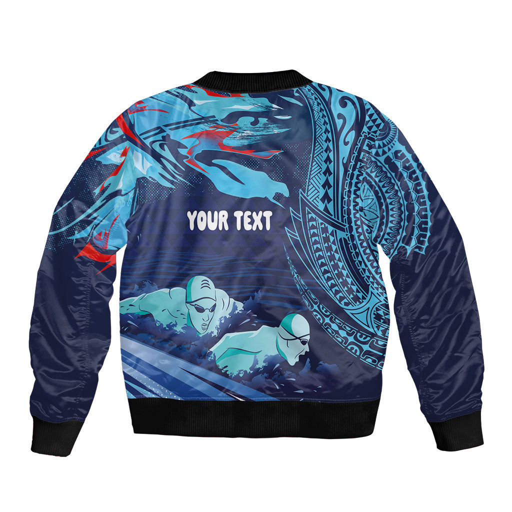 Personalized Hawaii Swimming Bomber Jacket Tribal Sporty Style LT03 - Polynesian Pride