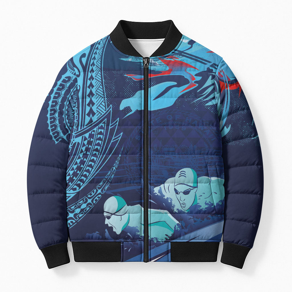 Personalized Hawaii Swimming Bomber Puffer Jacket Tribal Sporty Style LT03 Unisex Multicolor - Polynesian Pride