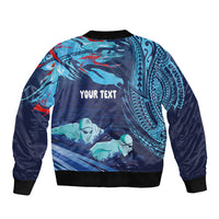 Personalized Hawaii Swimming Sleeve Zip Bomber Jacket Tribal Sporty Style LT03 - Polynesian Pride