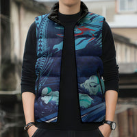 Personalized Hawaii Swimming Sleeveless Puffer Jacket Tribal Sporty Style LT03 - Polynesian Pride