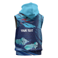 Personalized Hawaii Swimming Sleeveless Zip Hoodie Tribal Sporty Style LT03 - Polynesian Pride