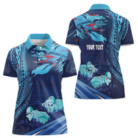 Personalized Hawaii Swimming Women Polo Shirt Tribal Sporty Style LT03 - Polynesian Pride