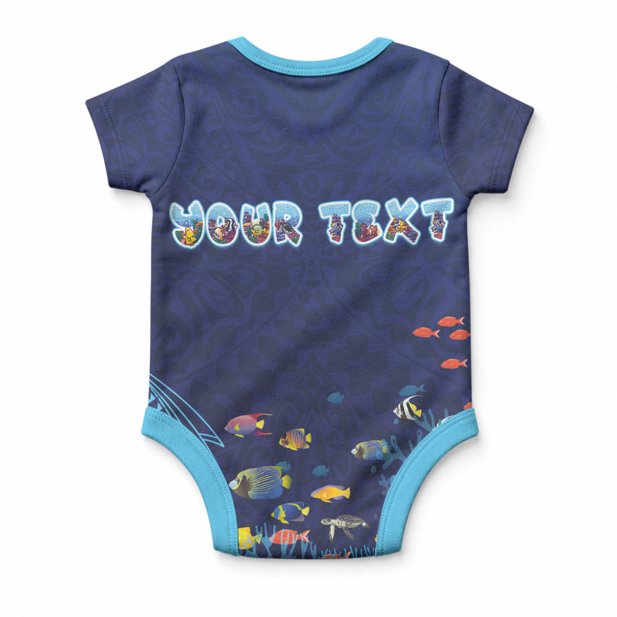 Personalized Hawaii Diving Baby Onesie Tribal Pattern with Ocean Floor