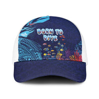 Hawaii Diving Baseball Net Cap Tribal Pattern with Ocean Floor LT03 One Size White Multicolor - Polynesian Pride