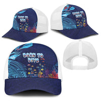 Hawaii Diving Baseball Net Cap Tribal Pattern with Ocean Floor LT03 - Polynesian Pride