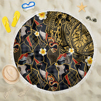 Hawaiian and Japanese Beach Blanket Polynesian Tattoo with Japanese Culture Kintsugi Style LT03 One Size 150cm Multicolor - Polynesian Pride