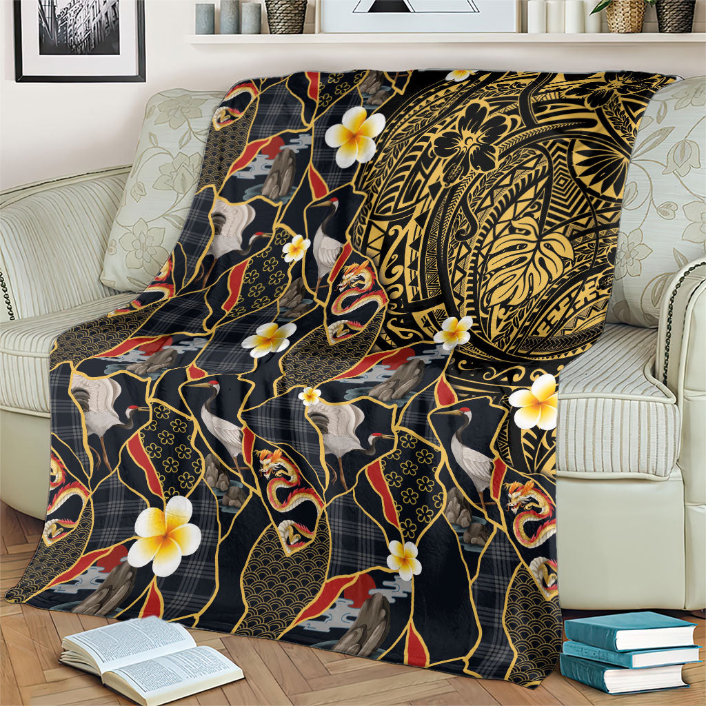 Hawaiian and Japanese Blanket Polynesian Tattoo with Japanese Culture Kintsugi Style LT03 - Polynesian Pride