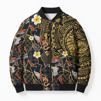 Hawaiian and Japanese Bomber Puffer Jacket Polynesian Tattoo with Japanese Culture Kintsugi Style LT03 Unisex Multicolor - Polynesian Pride