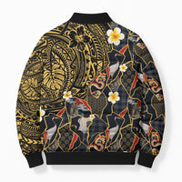 Hawaiian and Japanese Bomber Puffer Jacket Polynesian Tattoo with Japanese Culture Kintsugi Style LT03 - Polynesian Pride