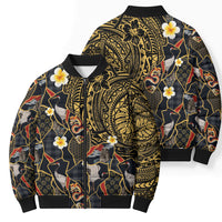 Hawaiian and Japanese Bomber Puffer Jacket Polynesian Tattoo with Japanese Culture Kintsugi Style LT03 - Polynesian Pride