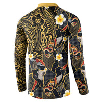 Hawaiian and Japanese Button Sweatshirt Polynesian Tattoo with Japanese Culture Kintsugi Style LT03 - Polynesian Pride