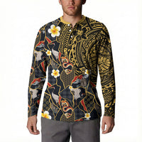 Hawaiian and Japanese Button Sweatshirt Polynesian Tattoo with Japanese Culture Kintsugi Style LT03 - Polynesian Pride