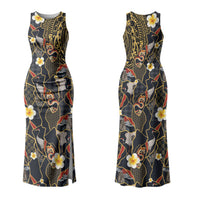 Hawaiian and Japanese Couples Matching Tank Maxi Dress and Hawaiian Shirt Polynesian Tattoo with Japanese Culture Kintsugi Style LT03 - Polynesian Pride