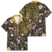 Hawaiian and Japanese Family Matching Off Shoulder Short Dress and Hawaiian Shirt Polynesian Tattoo with Japanese Culture Kintsugi Style LT03 Dad's Shirt - Short Sleeve Multicolor - Polynesian Pride