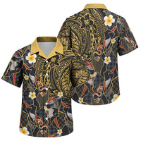 Hawaiian and Japanese Family Matching Off Shoulder Short Dress and Hawaiian Shirt Polynesian Tattoo with Japanese Culture Kintsugi Style LT03 Son's Shirt Multicolor - Polynesian Pride
