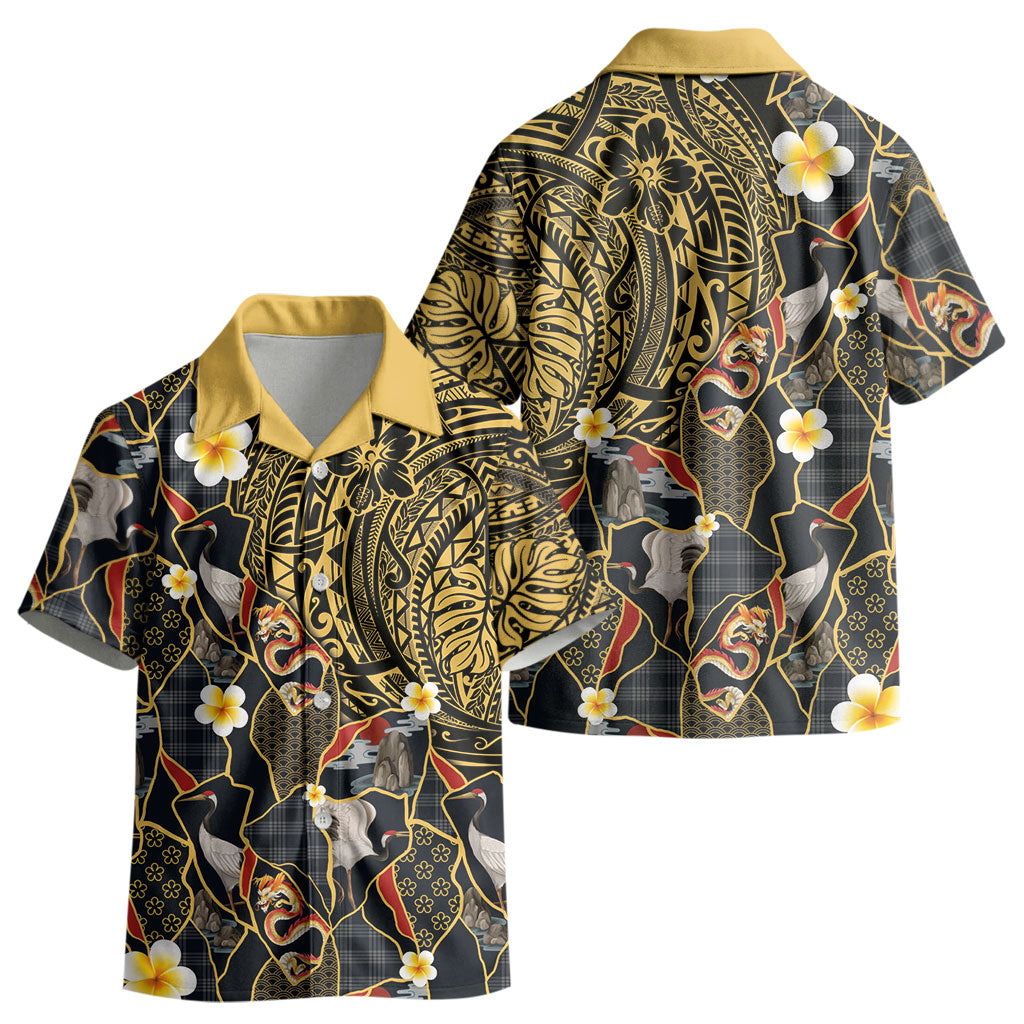 Hawaiian and Japanese Kid Hawaiian Shirt Polynesian Tattoo with Japanese Culture Kintsugi Style LT03 - Polynesian Pride