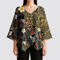Hawaiian and Japanese Kimono Sleeve Blouse Polynesian Tattoo with Japanese Culture Kintsugi Style LT03 - Polynesian Pride