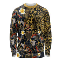 Hawaiian and Japanese Long Sleeve Shirt Polynesian Tattoo with Japanese Culture Kintsugi Style LT03 Unisex Multicolor - Polynesian Pride