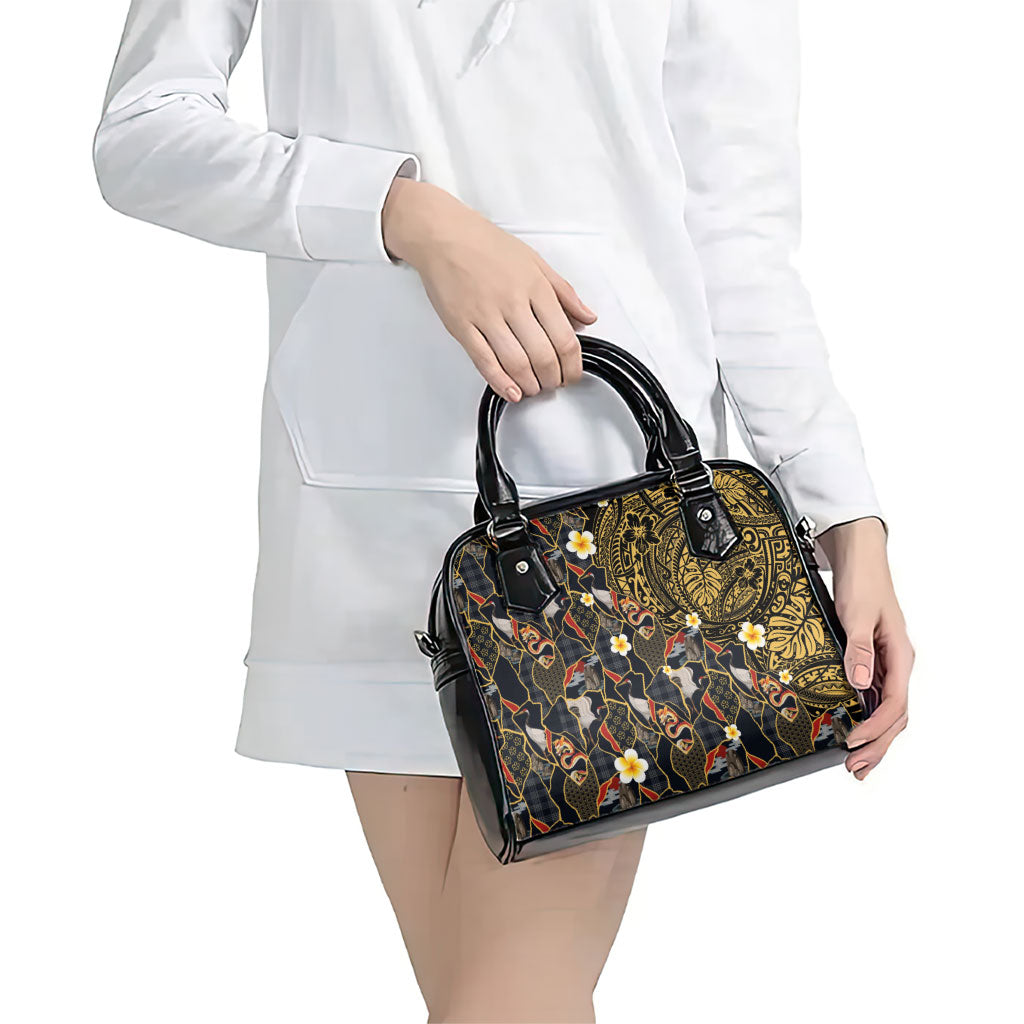 Hawaiian and Japanese Shoulder Handbag Polynesian Tattoo with Japanese Culture Kintsugi Style LT03 - Polynesian Pride