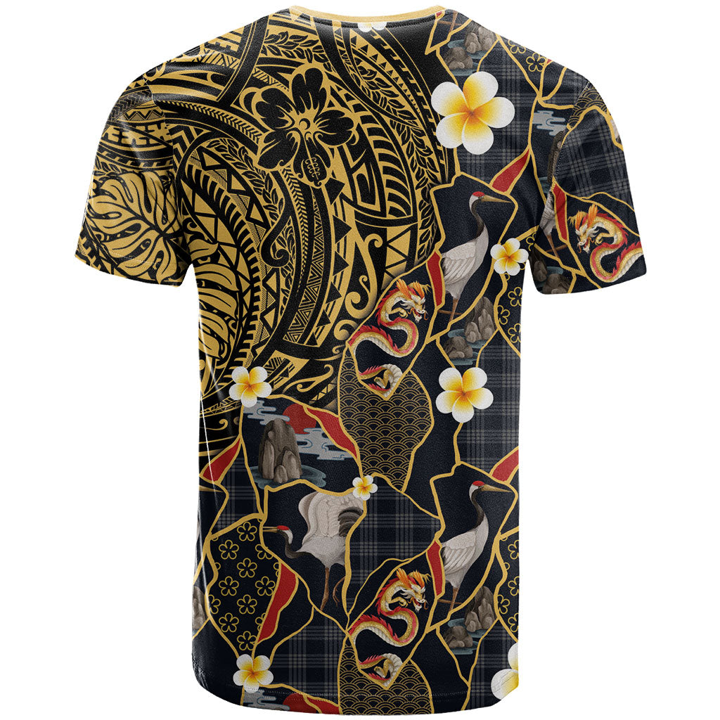 Hawaiian and Japanese T Shirt Polynesian Tattoo with Japanese Culture Kintsugi Style LT03 - Polynesian Pride