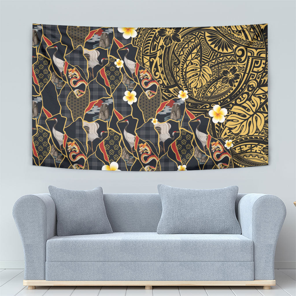 Hawaiian and Japanese Tapestry Polynesian Tattoo with Japanese Culture Kintsugi Style LT03 - Polynesian Pride