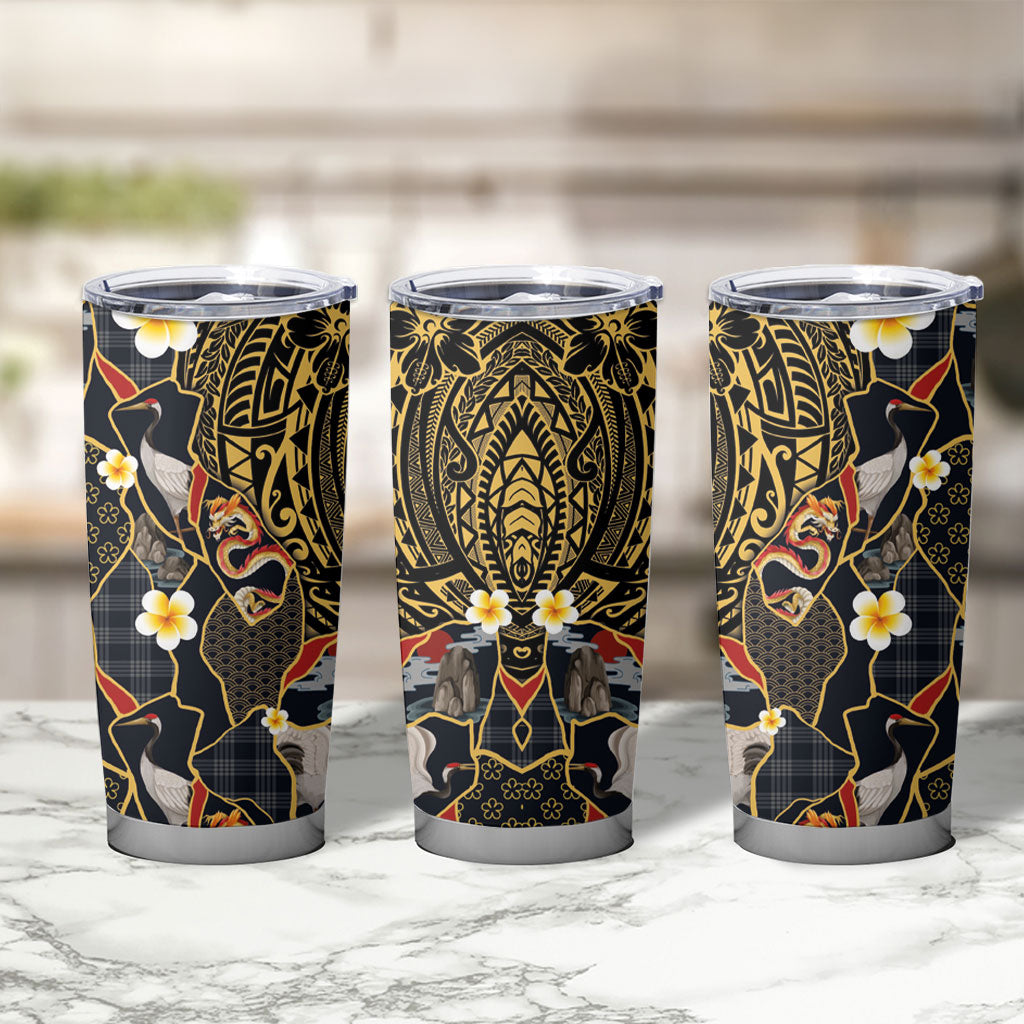 Hawaiian and Japanese Tumbler Cup Polynesian Tattoo with Japanese Culture Kintsugi Style LT03 - Polynesian Pride