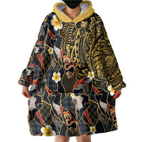 Hawaiian and Japanese Wearable Blanket Hoodie Polynesian Tattoo with Japanese Culture Kintsugi Style LT03 - Polynesian Pride