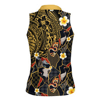 Hawaiian and Japanese Women Sleeveless Polo Shirt Polynesian Tattoo with Japanese Culture Kintsugi Style LT03 - Polynesian Pride