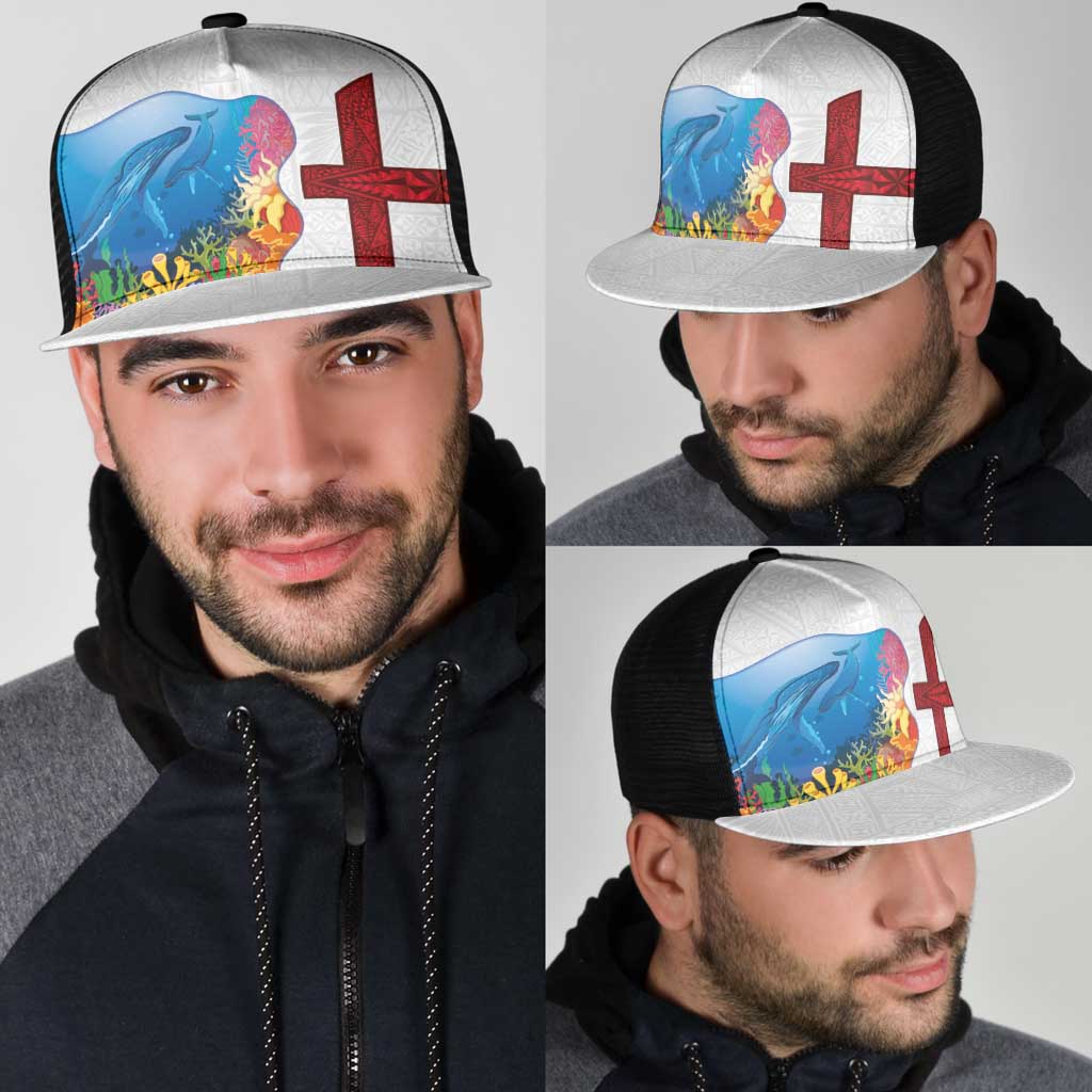 Tonga Swimming with Whales Mesh Trucker Cap Ngatu Pattern LT03 - Polynesian Pride