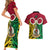 Vanuatu Couples Matching Short Sleeve Bodycon Dress and Hawaiian Shirt Pig Tusk Mix Maori Pattern and Namele Leaf LT03 - Polynesian Pride