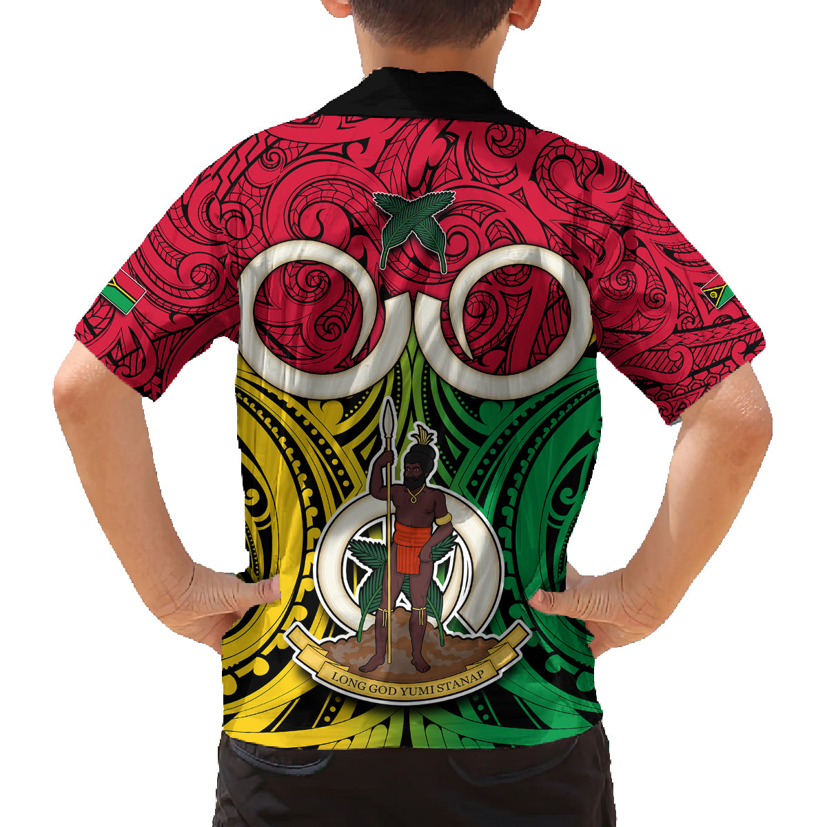 Vanuatu Family Matching Long Sleeve Bodycon Dress and Hawaiian Shirt Pig Tusk Mix Maori Pattern and Namele Leaf LT03 - Polynesian Pride