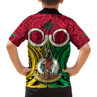 Vanuatu Family Matching Summer Maxi Dress and Hawaiian Shirt Pig Tusk Mix Maori Pattern and Namele Leaf LT03 - Polynesian Pride