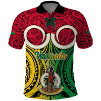 Vanuatu Polo Shirt Pig Tusk Mix Maori Pattern and Namele Leaf LT03 Red - Polynesian Pride