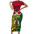 Vanuatu Short Sleeve Bodycon Dress Pig Tusk Mix Maori Pattern and Namele Leaf LT03 Long Dress Red - Polynesian Pride