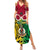 Vanuatu Summer Maxi Dress Pig Tusk Mix Maori Pattern and Namele Leaf LT03 Women Red - Polynesian Pride