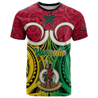 Vanuatu T Shirt Pig Tusk Mix Maori Pattern and Namele Leaf LT03 Red - Polynesian Pride