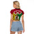 Personalised Vanuatu Raglan Cropped T Shirt Pig Tusk Mix Maori Pattern and Namele Leaf LT03 - Polynesian Pride