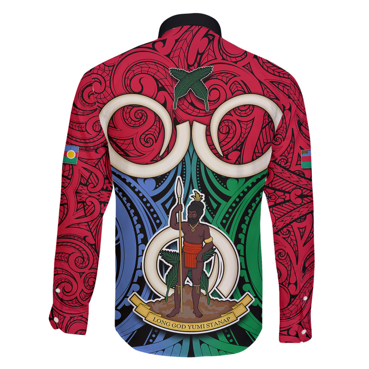 Vanuatu Shefa Province Family Matching Puletasi Dress and Hawaiian Shirt Pig Tusk Mix Maori Pattern and Namele Leaf LT03 - Polynesian Pride