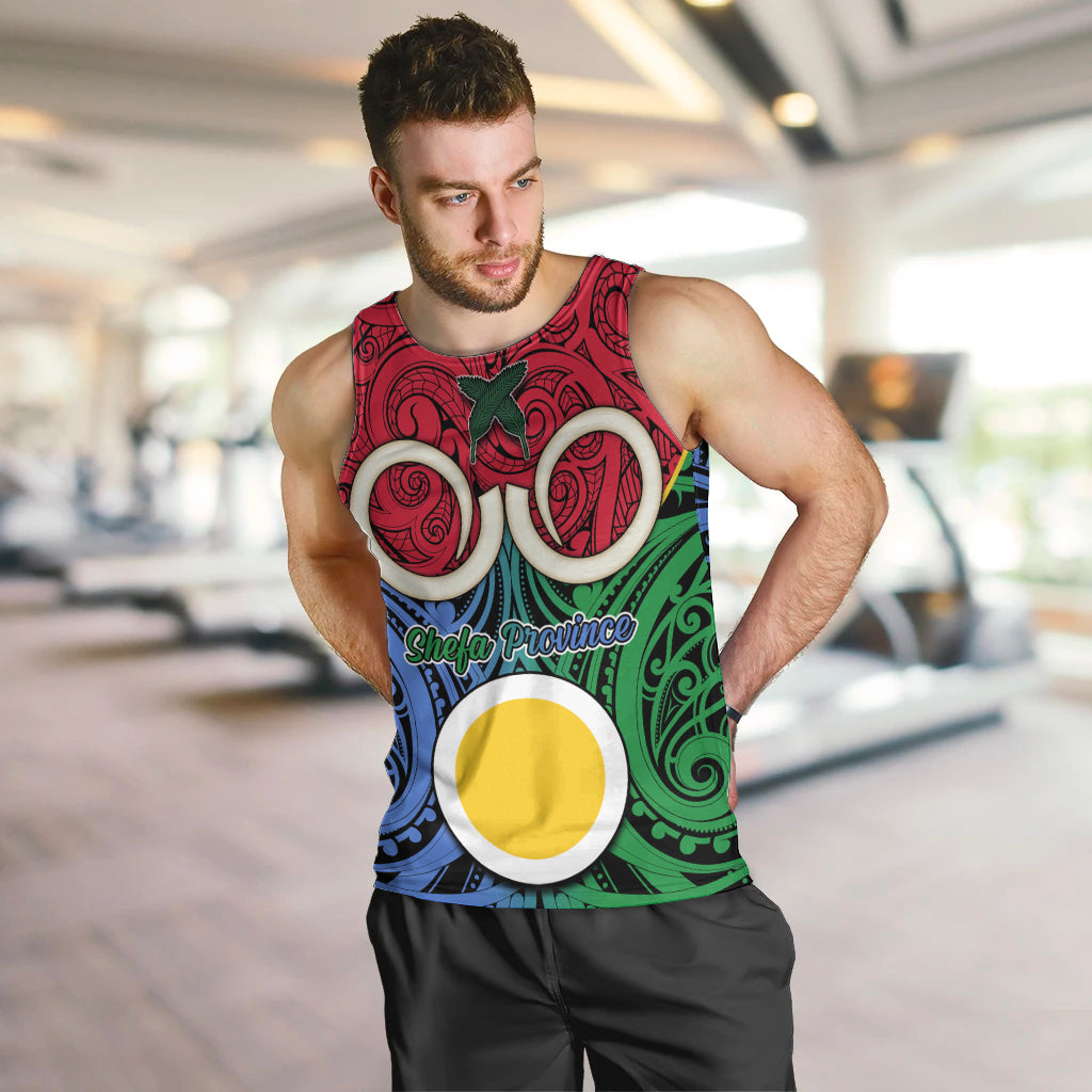 Vanuatu Shefa Province Men Tank Top Pig Tusk Mix Maori Pattern and Namele Leaf LT03 - Polynesian Pride