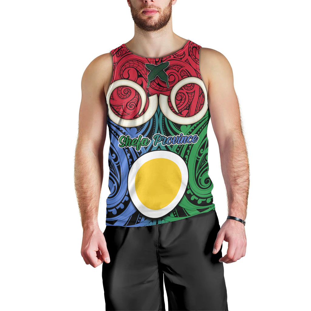 Personalised Vanuatu Shefa Province Men Tank Top Pig Tusk Mix Maori Pattern and Namele Leaf LT03 - Polynesian Pride