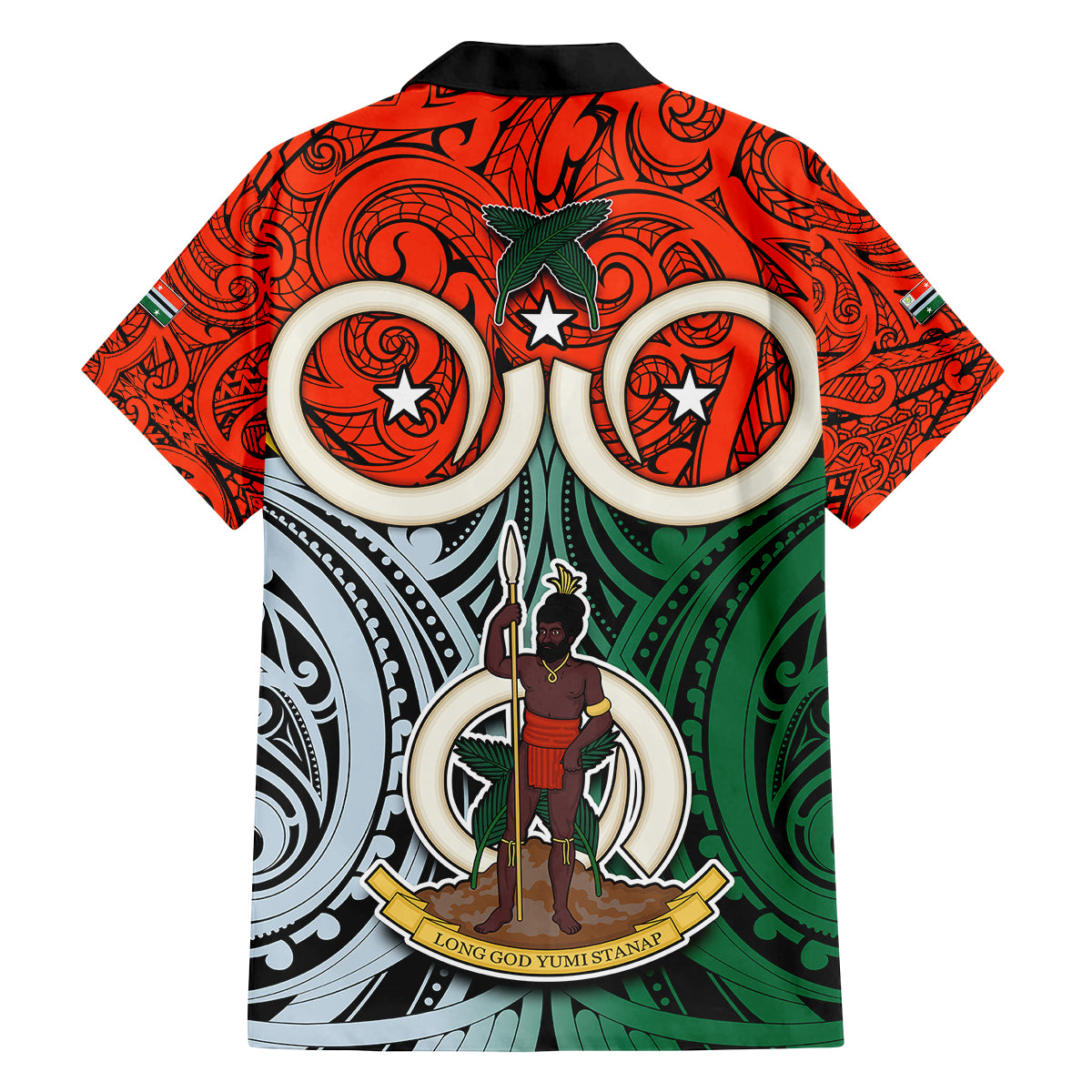 Vanuatu Penama Province Family Matching Off Shoulder Long Sleeve Dress and Hawaiian Shirt Pig Tusk Mix Maori Pattern and Namele Leaf LT03 - Polynesian Pride