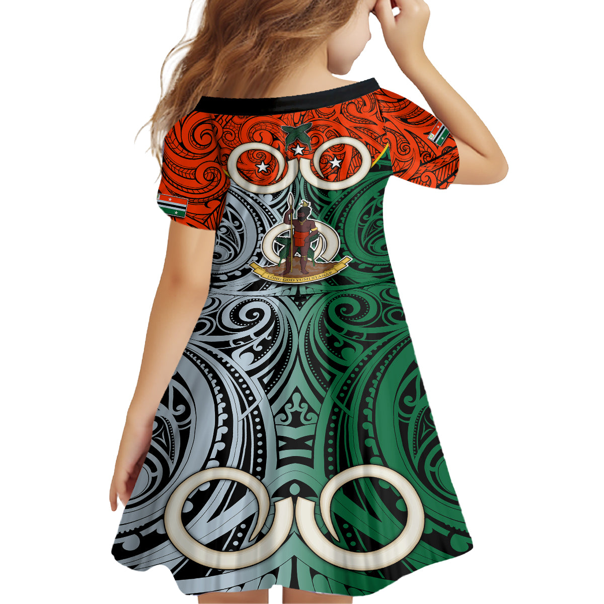 Vanuatu Penama Province Family Matching Short Sleeve Bodycon Dress and Hawaiian Shirt Pig Tusk Mix Maori Pattern and Namele Leaf LT03 - Polynesian Pride